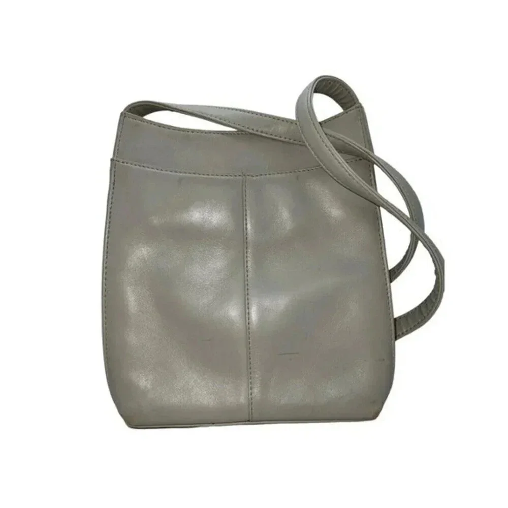 Jones New York Vintage Leather Shoulder Bag Slim Purse Bone​​​‎